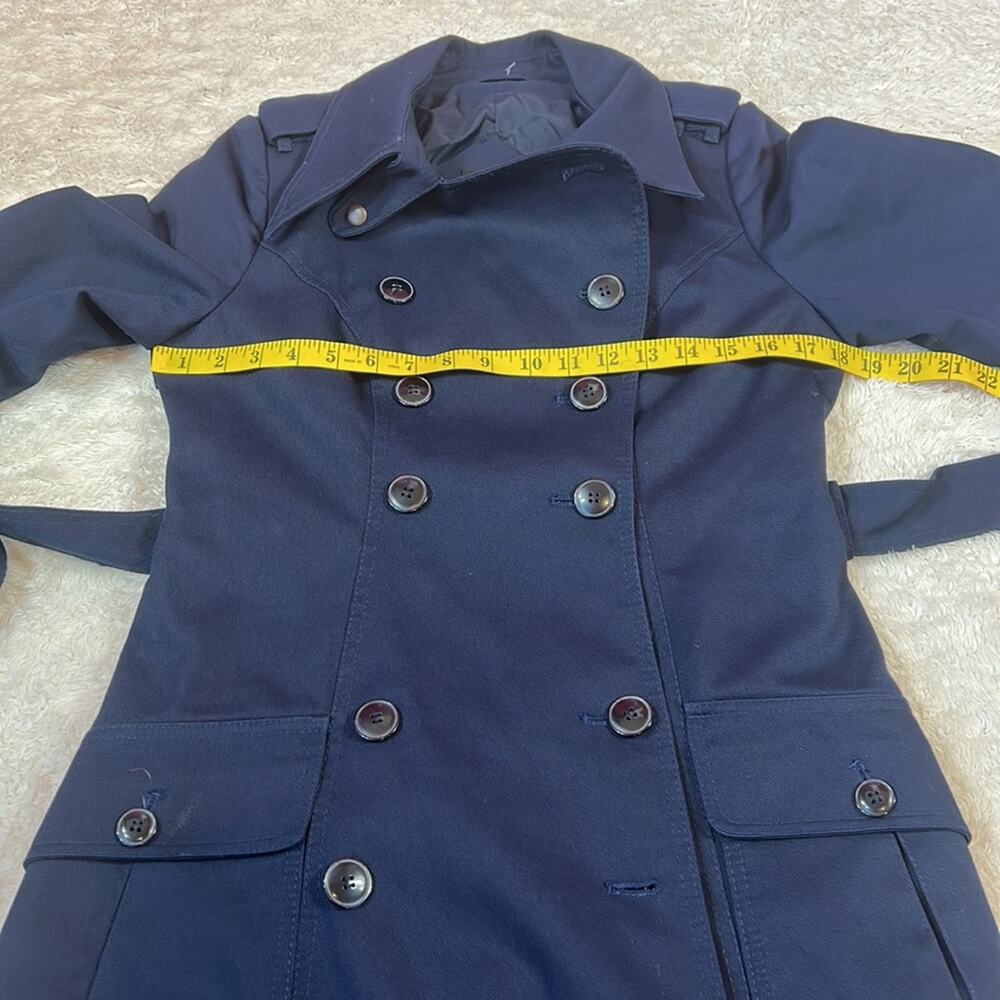 Vintage 70s 80s Fox Run Little Foxes Int'l long navy blue maxi trench coat, m - Picture 6 of 12